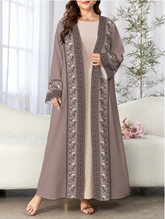 Geometric Open Abaya Cardigan (Plus Size)