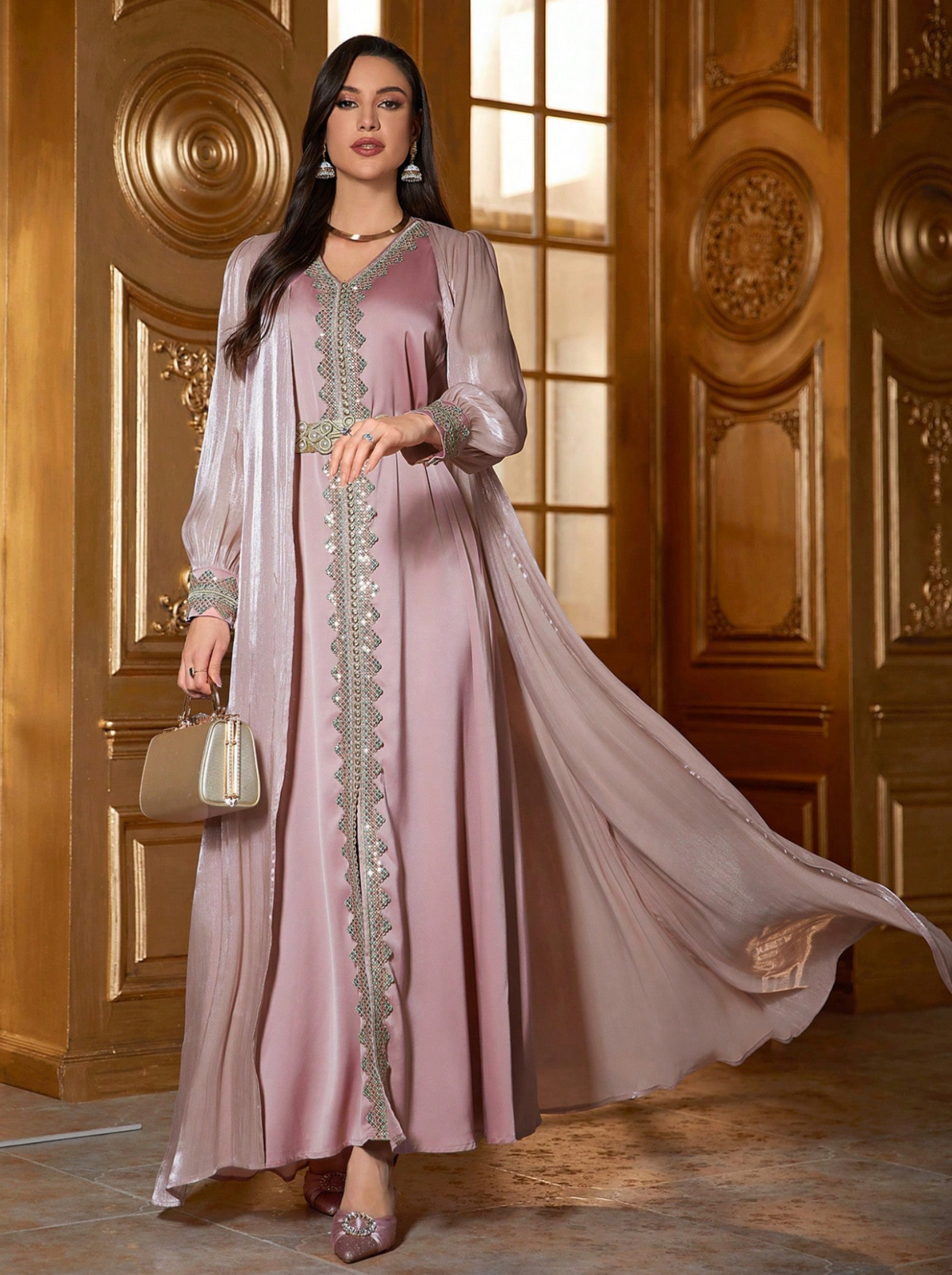 Paisley Lace Up Abaya Dress